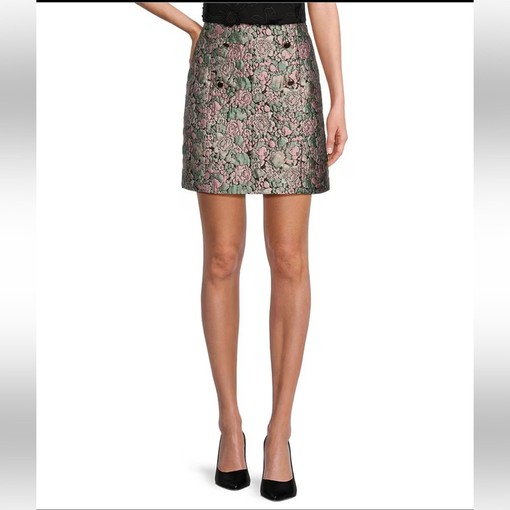 New Abbey Glass Jessica Floral Jacquard High Rise Mini Skirt size Large - Picture 3 of 10